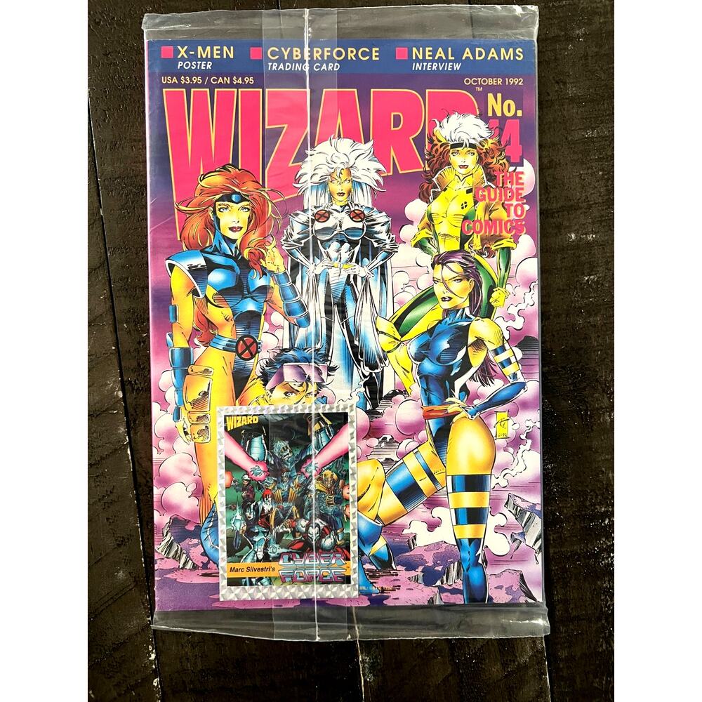 VINTAGE 1992 Marvel "WIZARD GUIDE" #14 - M - PROMO PRISMATIC CYBER FORCE CARD!
